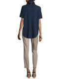 Slim-Fit Cropped Trousers, Mocha