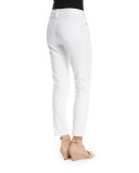 Organic Skinny Ankle Jeans, White, Petite