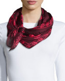 Skull-Print Chiffon Scarf