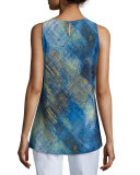 Tyson Sleeveless Printed Blouse, Ink/Multi