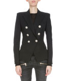 Double-Breasted Fitted Blazer, Black