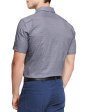 Soccer Ball Print Short-Sleeve Sport Shirt, Navy