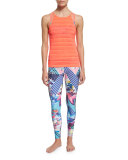 Tuxedo Sheer-Panel Printed Athletic Leggings