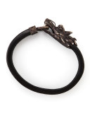 Naga Men's Dragon-Head Leather Bracelet, Black