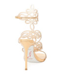 Laser-Cut Crystal 105mm Sandal, Gold