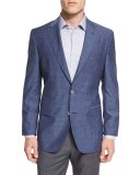 Hutsons Mini-Check Slim-Fit Wool Sport Coat, Navy