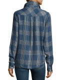 Mya Metallic Plaid Shirt, Dark Slate/Blue Stone