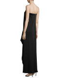 Off-the-Shoulder Satin & Crepe Mermaid Gown, Jet Black