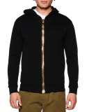 Oversized-Puller Zip-Up Hoodie, Black