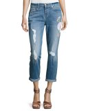 Josefina Embroidered Botanical Relaxed Jeans, Indigo