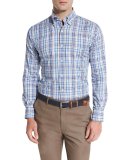 Melange Plaid Sport Shirt, Hawaiian Blue
