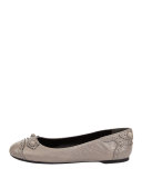 Arena Studded Brogue-Trim Ballerina Flat, Gray