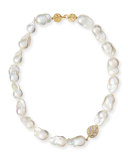 18k Diamond Botanical Leaf & Pearl Necklace, 16"L