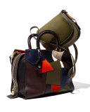 Python-Trim Leather Saddle Bag, Olive