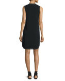 Sleeveless Lace-Up Tank Dress, Black