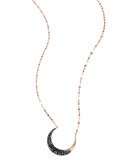 Reckless Black Diamond Crescent Necklace in 14K Rose Gold