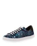 Albert Floral-Print Leather Low-Top Sneakers, Ink