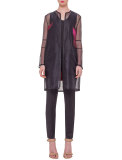 Sleeveless Silk Georgette Shell, Black