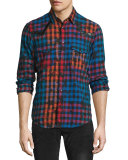Star-Print Rainbow Gingham Sport Shirt, Multi