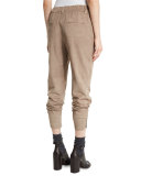 Suede Drawstring Jogger Pants, Grain