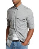 Military Flap-Pocket Sport Shirt, Gray