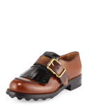 Kiltie Fringe Single-Monk Oxford Shoe, Tabacco/Black 
