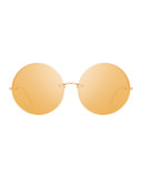 Rimless Round Mirrored Sunglasses, Gold