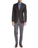 Flat-Front Twill Trousers, Gray