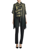 Exotic Elements Open-Front Cardigan, Moss/Black, Plus Size 