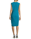 Sleeveless Wool Sheath Dress, Bay