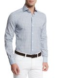 Check Long-Sleeve Sport Shirt, Blue