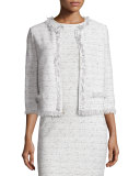 Izza Tweed 3/4-Sleeve Jacket, Putty/Multi