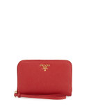 Saffiano iPhone Wristlet Wallet, Red (Fuoco)