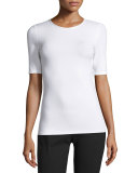 Half-Sleeve Stretch Jersey Tee, White