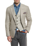 Peak-Lapel Two-Button Sport Jacket, Gravel