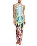 Prismatic Printed Triangle-Cup Swim Top