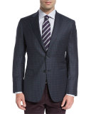 Check Two-Button Sport Coat, Green/Purple