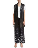 Degrade Dot-Print Wide-Leg Pants, Black/White