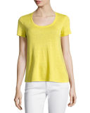 Short-Sleeve U-Neck Organic Linen Tee