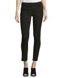Five-Pocket Skinny-Leg Leather Jeans, Black