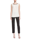 Emma Metallic Tweed Cropped Pants, Caviar