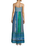 Malina Square Stamps Silk Maxi Dress, Green