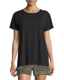 Suede Buckled Mid-Rise Shorts, Mortar