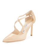 Umice Patent Crisscross Pump, Nude