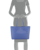 Perry Leather Tote Bag, Marlin/Silver
