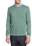 Cashmere-Silk Crewneck Sweater, Grass