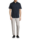 Relaxed Linen-Blend Cropped Trousers