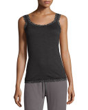 Heather Jersey Lace Trim Tank, Black/Heather