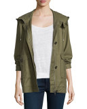 Camea Hooded 3/4-Sleeve Jacket, Olive