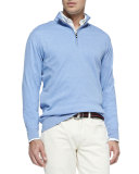 Cotton-Blend 1/2-Zip Pullover, Elixir Blue